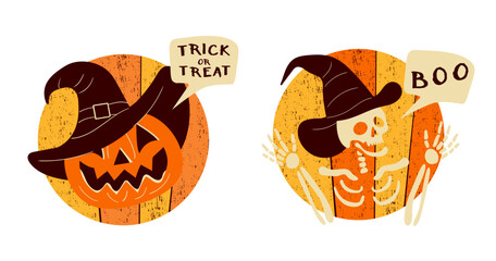 Round Halloween Character Logos