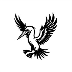 Obraz premium Stylized Black Bird in Flight Silhouette 1.