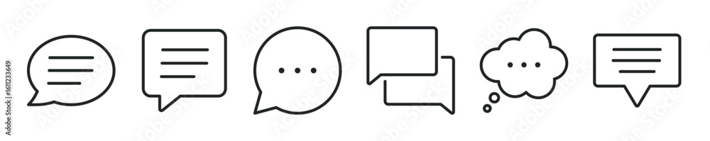 Poster speech bubble thin line icon set. chat, talk, communication minimal editable stroke icons