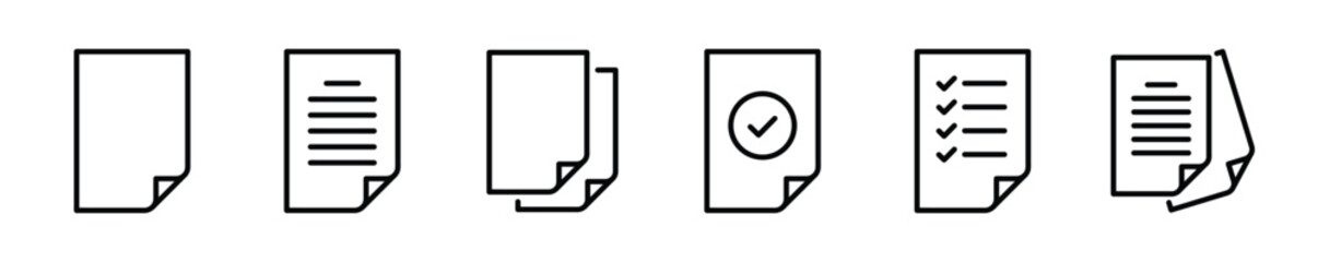 File thin line icon set. Document, paper minimal editable stroke icons
