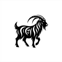 Fototapeta premium Stylized Black Goat Silhouette with Ornamental Design.