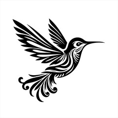 Obraz premium Stylized Black Hummingbird in Flight 1.