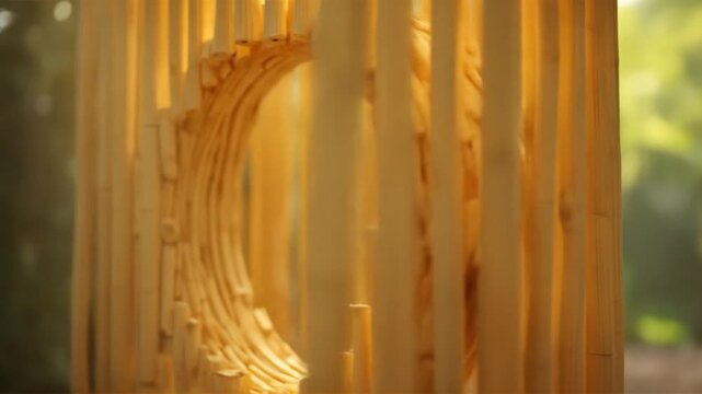 Looking Through Wooden Circle Structure Outdoors Daytime