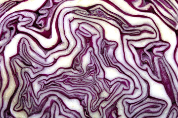 Obraz premium Close up of a sliced red cabbage pattern abstract background
