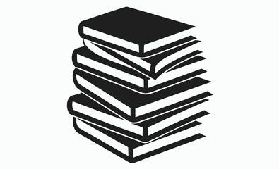 Book stack silhouette, reading material icon, library vector illustration, book vector silhouette illustration