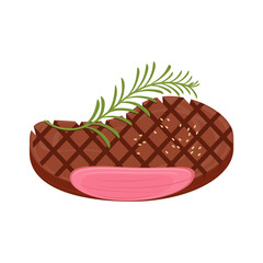 Steak meat. Food theme. Barbecue. Luxury dishes. Healthy food. Grilled meat. Vector illustration.