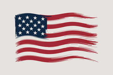 American Flag Illustration with Brush Stroke Texture Patriotic Symbol for National Holidays and Events