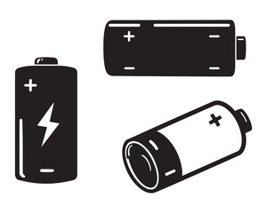 battery cell icon set power electricity and energy symbol