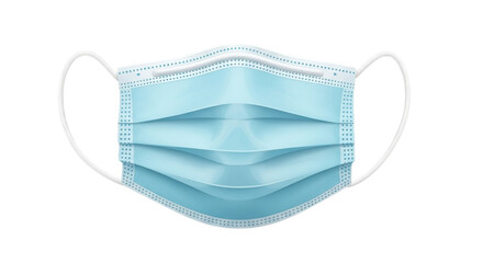 Blue medical face mask protection against virus and bacteria health care safety equipment isolated object on transparent background