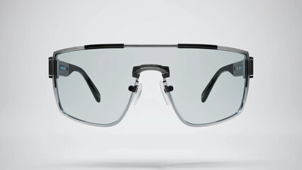 Transparent Futuristic Sunglasses on White Background