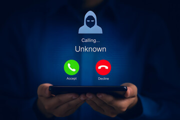 Incoming Call from Unknown Number on Smartphone Representing Phone Scam or Fraud Concept