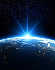 Earth from space, sunrise