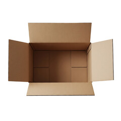Empty open cardboard box from above