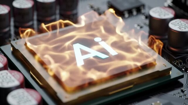 Close-up of a computer processor with the word "AI" highlighted