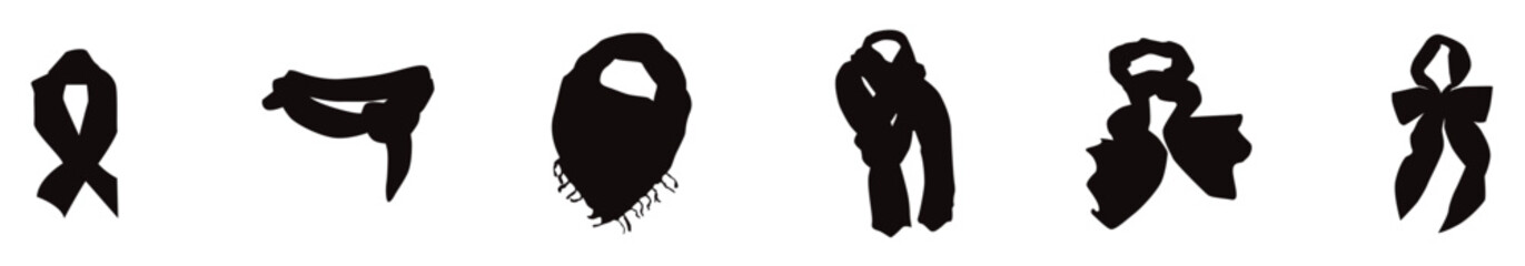 Black scarf silhouette vector illustration on white background. Vector illustration