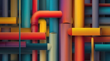 Colorful Abstract Design Using Pipes in a Vivid Arrangement