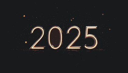 Elegant Golden 2025 on a Dark Background