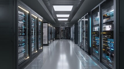 Modern Server Room with Efficient Air Conditioning Technology