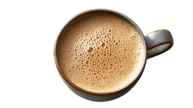 Frothy teh tarik pulled tea malaysia beverage photography Isolated PNG transparent background cultural delight