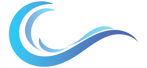 This stylized graphic depicts a flowing, abstract ocean wave.