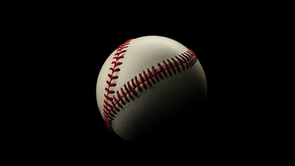 Baseball isolated on a black background with dramatic lighting, creating an intense and focused...