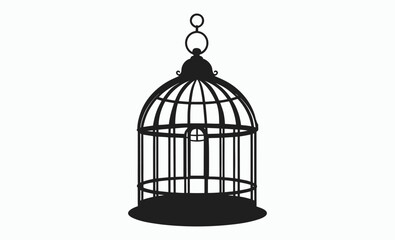 Bird cage silhouette, caged bird vector, aviary icon illustration, bird cage silhouette vector illustration 