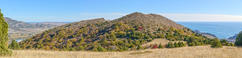 Closeup top of Bald Mountain in Sudak, Crimea.