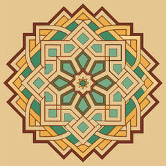 Geometric mandala art deco style pattern vintage inspired design perfect for backgrounds wallpapers and creative projects with bold lines and earthy tones