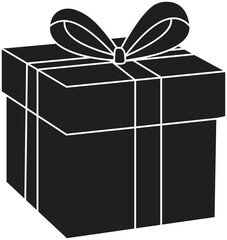 Perspective view gift box icon with bow, elegant packaging design for special events and celebrations with transparent background