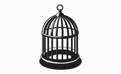 Bird cage silhouette, caged bird vector, aviary icon illustration, bird cage silhouette vector illustration 