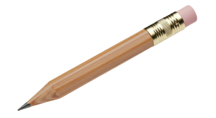 Short number 2 pencil with eraser isolated PNG with Transparent Background