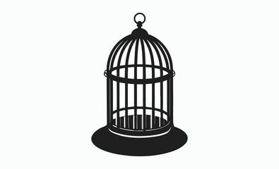 Bird cage silhouette, caged bird vector, aviary icon illustration, bird cage silhouette vector illustration 