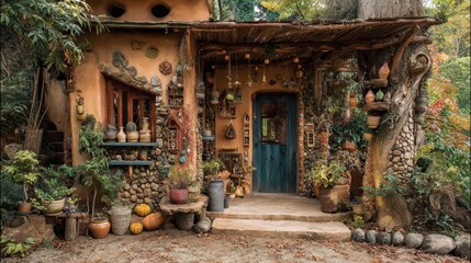 Unique Bohemian Style House with Handmade Decorations Outside