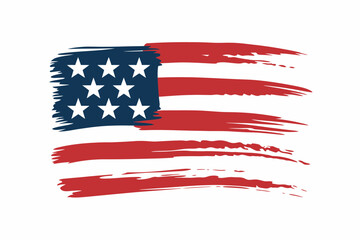 Distressed Brush Stroke American Flag Illustration for Patriotic Celebrations and Designs Perfect for Independence Day
