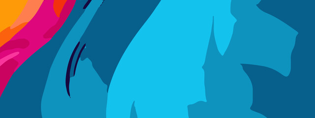 Colorful Explosion of Flowing Abstract Waves in Bold Rainbow Hues. Radiant Abstract Design Featuring Bright Orange, Blue, Red, and Pink Tones. Expressive Abstract Wave Patterns in Bold, Vivid Contrast