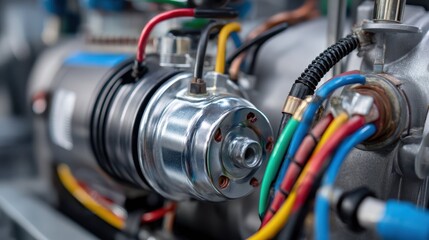 Close-Up of Electrical Wiring in a Compressor Motor System