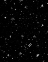 Falling snowflakes on black background (6)