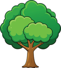 Vibrant green tree with lush foliage and sturdy trunk