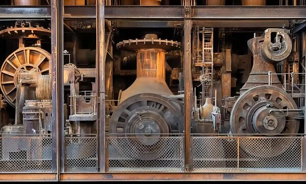 Industrial Machinery in a Rusty Factory