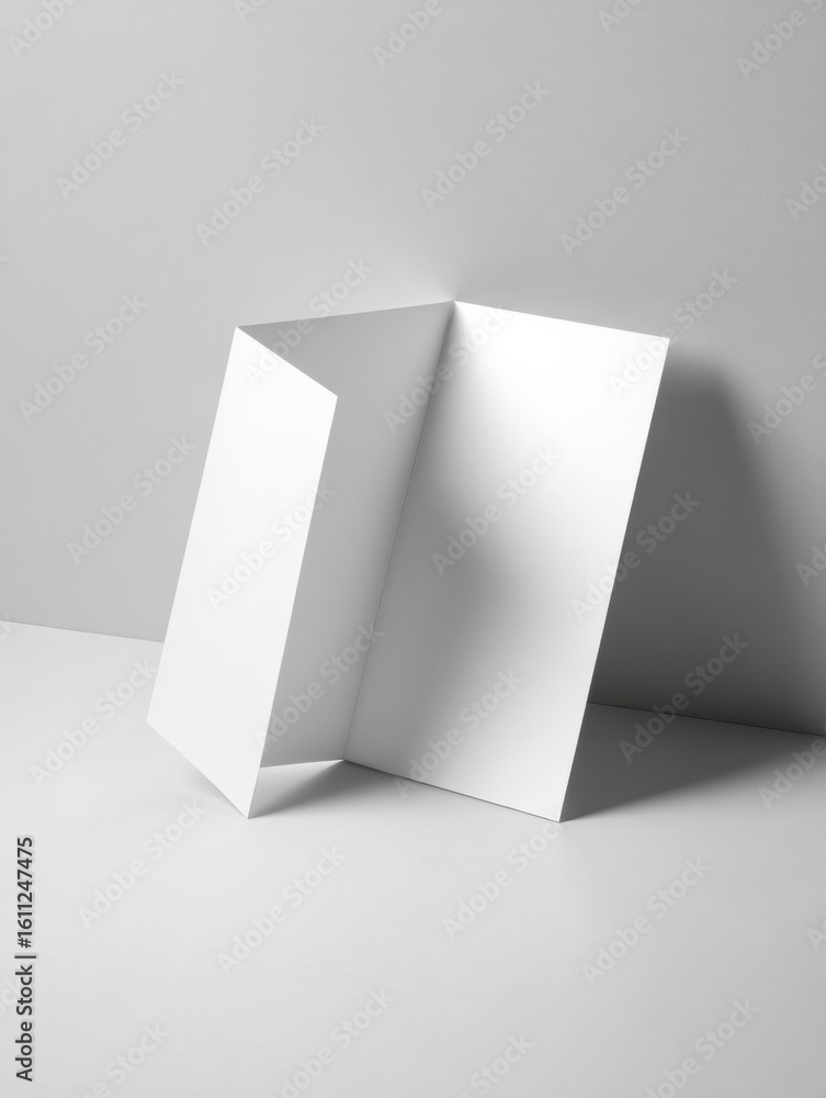 Poster folded brochure mockup displayed on a minimalist desk with ample space for branding and design eleme