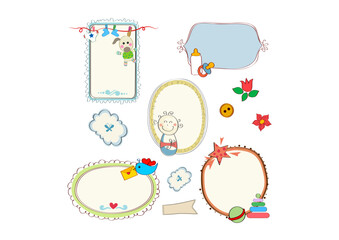 Sweet Baby Frames Cute Baby Frame Set | Hand Drawn Cartoon Style Kids Label & Scrapbook Elements | Baby Shower & Newborn Template baby", "cute", "frame", "scrapbook", "invitation