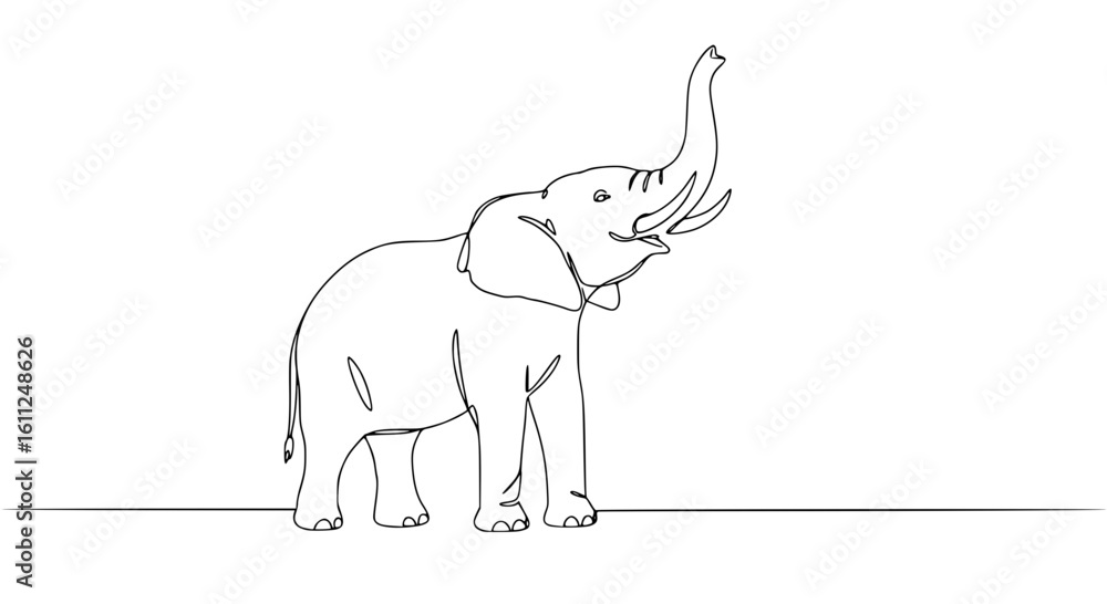 Poster elephant in a single line outline vector design concept of single line outline vector
