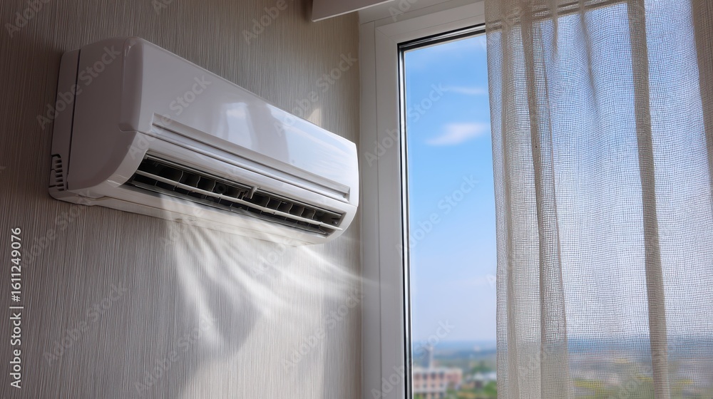 Poster effective energy saving tips for using air conditioning efficiently