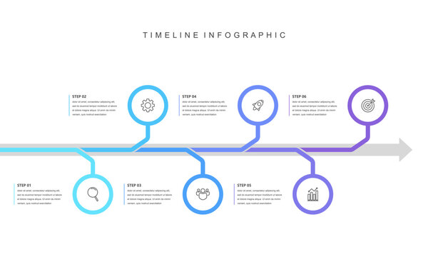Business road map timeline infographic concept. with icons and 6 steps, workflow layout, diagram, report, web design. Business Milestone. Vector illustration.	