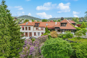 Modern luxury villa exterior in minimal scandinavian style, 3d render