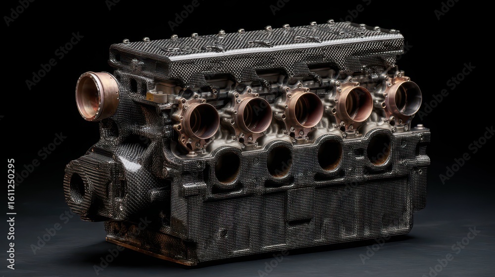 Poster carbon fiber engine block with detailed view of internal components