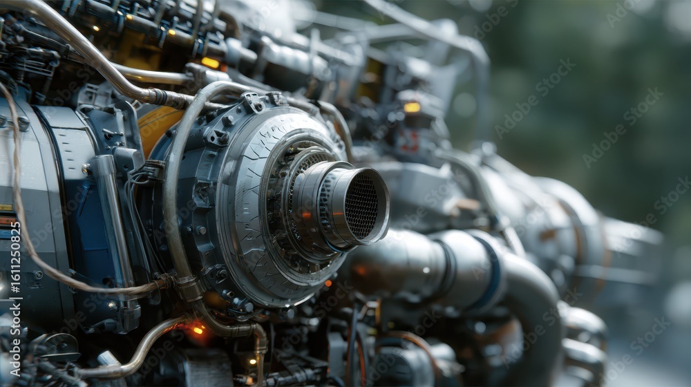 Poster advanced engine system with futuristic ai control mechanism