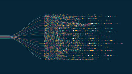 Big data visualization. Social network, financial analysis of complex databases. Data mining. Vector technology background. Information analytics concept. © natrot
