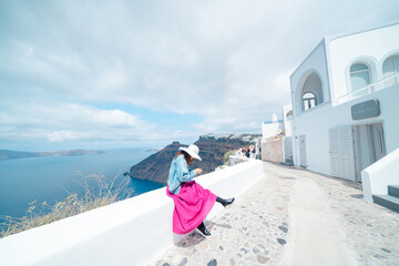 サントリーニ島のフィラの美しい風景