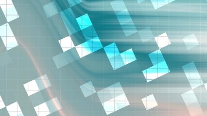 Prismatic Arctic Sunrise Abstract teal background with pixelated squares and blurred lines creating a modern and technological feel